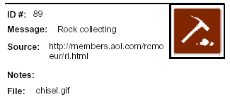 Icon Message: Rock collecting (Clip art of chisel)