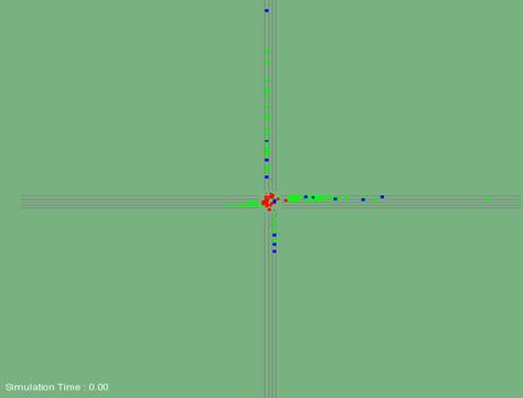 Figure 210. Screen Capture. TEXAS Conflict Layout for AM Peak Hour of 7,500B (Total 138). This is a screen capture of conflicts layout in TEXAS for the AM peak hour of intersection Lafayette Ave & Fulton Street, Grand Rapids, MI. There are 138 conflicts and they are located close to the intersection. There are many crashes within the intersection. Most of the conflicts have larger TTC. 