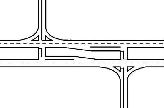 The illustration shows typical geometry of an offset T-intersection.