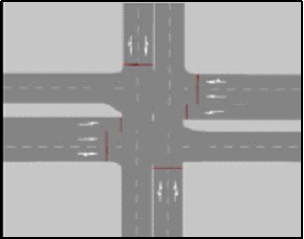 Figure 17. Illustration. Detail of intersection in three-intersection arterial. Click here for more information.