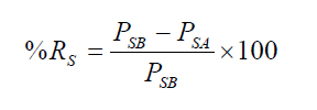 Figure 23. Equation. Percent reduction of speeding vehicles. Percent R subscript S equals P subscript SB minus P subscript SA, end of difference, that difference multiplied by the quotient of 100 divided by P subscript SB.