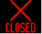 Figure 44. Graphic. Lane closed option used in first simulator study. This figure shows an active traffic management sign with a thin red X and red text reading â€œCLOSEDâ€� indicating a closed lane.