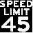 Figure 49. Graphic. VSL sign used in first simulator study. This figure shows an active traffic management sign with white text reading â€œSPEED LIMIT 45.â€�