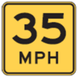 This is a picture of a '35-mph' speed limit sign.