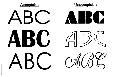 Examples of Acceptable and Unacceptable Fonts