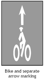 Various pavement markings for shared roadways and wide curb lanes.