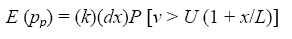 equation 17: E of P subscript P equals K times DX times P bracket V greater than U times parenthesis 1 plus X divided by L end-parenthesis end-bracket.