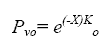 equation 38: P subscript VO equals e raised to the parenthesis negative X times K subscript O end-parenthesis.