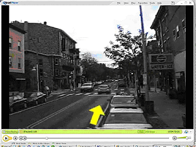 Figure 4. Video Clip for Bicyclist Survey. Cameras were positioned at different places around the intersection in order to capture the movement of a bicycle into and out of the intersection. The video clip shows the views from these cameras.