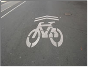 Bike-and-chevron marking. Click here for more information.