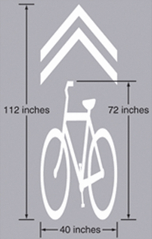 Illustration. Generic version of a sharrow. Click here for more information.
