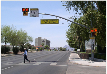 Figure 4. Photo. Example of a HAWK treatment in Tucson, AZ. Click here for more information.