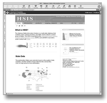 Screenshot of HSIS website