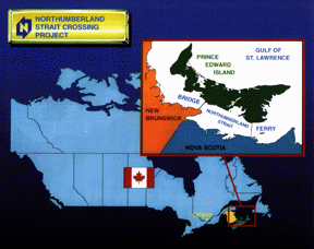Map indicates location of Northumberland Strait Crossing Project.