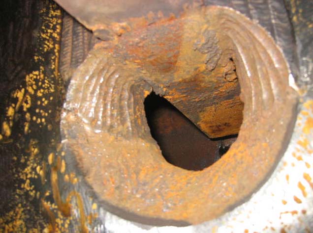 Figure 9: Bottom of pile connection plate weld, after weld tab removal, before grinding.
