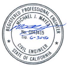 State of California Registered Professional Engineer seal of Michael J. Mayes, P.E.