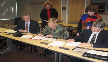 MOU signers Dennis Decker, Bruce Berwick, Gordon Proctor