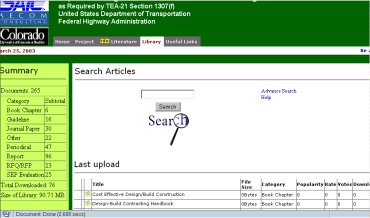 Image of Colorado DOT Design Build Search Articles Site