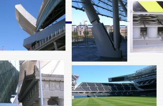 Image of supported structures, stadium, steel springs.