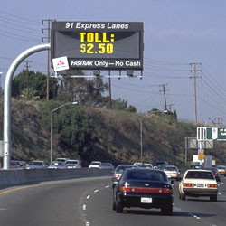Photo of 91 Express Lanes sign