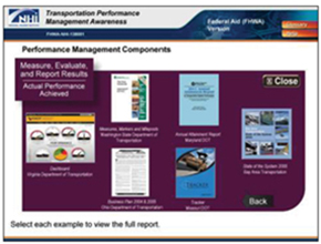 Screen shot from the Transportation Performance Management Awareness course