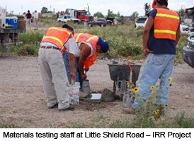 Materials testing staff at Little Shield Road – IRR Project