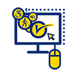 Computer monitor and mouse and icons depicting various disabilities