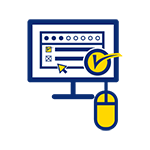 Computer monitor displaying a test screen with a check mark