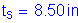 Formula: t subscript s = 8 point 50 inches