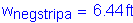 Formula: w subscript negstripa = 6 point 44 feet