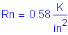 Formula: Rn = 0 point 58 Kips per square inch