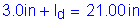 Formula: 3 point 0 inches + I subscript d = 21 point 00 inches