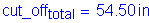 Formula: cut_off subscript total = 54 point 50 inches