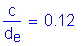 Formula: numerator (c) divided by denominator (d subscript e) = 0 point 12