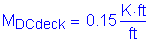 Formula: M subscript DCdeck = 0 point 15 Kips foot per foot