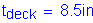 Formula: t subscript deck = 8 point 5 inches