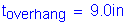 Formula: t subscript overhang = 9 point 0 inches