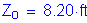 Formula: Z subscript o = 8 point 20 feet