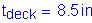 Formula: t subscript deck = 8 point 5 inches