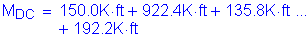 Formula: M subscript DC = 150 point 0K feet + 922 point 4K feet + 135 point 8K feet + 192 point 2K feet