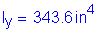 Formula: I subscript y = 343 point 6 inches superscript 4