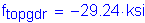 Formula: f subscript topgdr = minus 29 point 24 ksi