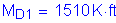 Formula: M subscript D1 = 1510 K feet