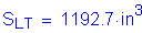 Formula: S subscript LT = 1192 point 7 inches cubed