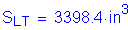 Formula: S subscript LT = 3398 point 4 inches cubed