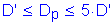 Formula: D prime less than or equal to D subscript p less than or equal to 5 times D prime