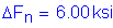 Formula: Delta F subscript n = 6 point 00 ksi