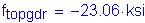 Formula: f subscript topgdr = minus 23 point 06 ksi