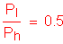 Formula: numerator (P subscript I) divided by denominator (P subscript h) = 0 point 5