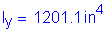 Formula: I subscript y = 1201 point 1 inches superscript 4